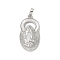 Brass Pave Natural White Shell Religion Pendants, Virgin Charms, Platinum, Long-Lasting Plated, Lead Free & Cadmium Free, Rack Plating, Ring, 26x14x3mm, Hole: 5x3.5mm