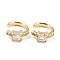 Brass Micro Pave Cubic Zirconia Cuff Earrings, Real 18K Gold Plated, Ring, Clear, 13x2.5mm