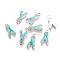 Alloy Enamel Pendants, Lead Free and Cadmium Free, Awareness Ribbon, Platinum Metal Color, Pale Green, 19x8x1mm, Hole: 2mm