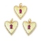 Rack Plating Real 18K Gold Plated Brass Pendants, with Cubic Zirconia, Long-Lasting Plated, Lead Free & Cadmium Free, Heart, Fuchsia, 18x16x3.5mm, Hole: 3mm