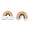 Handmade Polymer Clay Cabochons, Rainbow with Cloud, Colorful, 31~38x45~53x8~9mm
