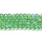Transparent Electroplate Glass Beads Strands, AB Color Plated, Faceted, Bicone, Light Green, 4x4mm, Hole: 0.8mm, about 80~85pcs/strand, 30~32cm