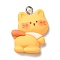 Cute Pet Opaque Resin Pendants, Animal Charms with Platinum Plated Iron Loops, Cat Shape, 25x20x6.5mm, Hole: 4x2mm