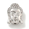 Brass Micro Pave Clear Cubic Zirconia Beads, Cadmium Free & Nickel Free & Lead Free, Buddha Head, Platinum, 15x11x7mm, Hole: 1.5mm
