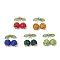Handmade Polymer Clay Rhinestone Beads Pendants, Cherry, with 304 Stainless Steel Open Jump Rings and Bead Caps and Flat Head Pins, with Transparent Acrylic Charms, Mixed Color, 20x18x10mm, Hole: 3mm