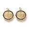 Brass Micro Pave Clear Cubic Zirconia Pendants, with Enamel, Long-Lasting Plated, Flat Round with Snake, Black, Golden, 24x22x2mm, Hole: 3.5mm