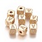 Brass Micro Pave Cubic Zirconia Beads, Horizontal Hole, Real 18K Gold Plated, Long-Lasting Plated, Cube with Letter, Clear, Letter.V, 9x9x9mm, Hole: 3.5mm
