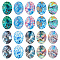 20 Pcs 10 Styles Oval Glass Cabochons, Blue Series Glass Dome Cabochons Oval Flatback Cabochons Dome Gems for Jewelry Making Photo Pendant Bezel Setting Tray