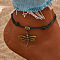 Adjustable Black Waxed Cord Anklets, with Alloy Charms, Antique Bronze, Dragonfly, Inner Diameter: 2-1/2 inch(65mm)