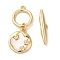 Rack Plating Brass Micro Pave Clear Cubic Zirconia Toggle Clasps, with Shell, Cadmium Free & Lead Free, Long-Lasting Plated, Golden, Bar: 21.5x4.5x4mm, Ring: 29x13x2mm, Hole: 1.2mm