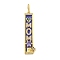 Real 18K Gold Plated Brass Micro Pave Cubic Zirconia Pendants, Cadmium Free & Nickel Free & Lead Free, Rectangle with Word, Purple, 49x11.5x4.5mm, Hole: 7.5x5mm