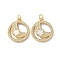 Brass Micro Pave Cubic Zirconia Pendants, Cadmium Free & Lead Free, with Shell and Jump Ring, Real 18K Gold Plated, Flat Round, 21x18x3mm, Hole: 3mm