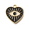 PVD Vacuum Plating 201 Stainless Steel Pendants, with Enamel, Eye Charm, Real 18K Gold Plated, Heart, 15x14x1.5mm, Hole: 1.2mm