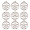 30Pcs Stainless Steel Charms, Hollow, Flat Round with Flower Charm, Stainless Steel Color, 10.5x9x1mm, Hole: 1mm