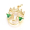 Brass Micro Pave Cubic Zirconia Pendants, with Jump Ring, Long-Lasting Plated, Human Face, Clear & Green, Real 18K Gold Plated, 19.5x16.5x3mm, Hole: 3mm