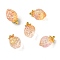 Transparent Glass Pendants, Strawberry, with Golden Alloy Enamel Findings, Two Tone, Navajo White, 18x12x10.5mm, Hole: 1.5mm