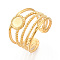 304 Stainless Steel Cuff Ring Components, Round Pad Ring Setting, Ion Plating(IP), Real 18K Gold Plated, Tray: 5.5mm, 15mm, Adjustable 
