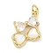 Brass with Cubic Zirconia with Sea Shell Pendants, Cadmium Free & Nickel Free & Lead Free, Bowknot, Real 18K Gold Plated, 20x14x4mm, Hole: 3.4mm