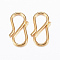 304 Stainless Steel S-Hook Clasps, Golden, 13x7x1mm, Hole: 6x4mm