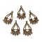 Tibetan Style Alloy Chandelier Components Links, Lead Free & Cadmium Free, Teardrop, Antique Bronze, 33.5x19.5x1.3mm, Hole: 1.4mm and 1.8mm