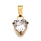 304 Stainless Steel Micro Pave Cubic Zirconia Pendants, Heart Charms, Vacuum Plating, Clear, 13x9.5x5mm, Hole: 3x5.5mm