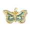 Brass Enamel Micro Pave Cubic Zirconia Pendants, Cadmium Free & Nickel Free & Lead Free, Real 18K Gold Plated Butterfly Charms, with Jump Ring, Teal, 14x25x3mm, Hole: 4.2mm