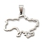 Non-Tarnish 304 Stainless Steel Pendants, Laser Cut, Ukraine Map Charm, Stainless Steel Color, 23x28x1mm, Hole: 5x3mm