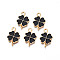 Rack Plating Alloy Enamel Pendants, Cadmium Free & Nickel Free & Lead Free, Clover, Light Gold, Black, 19x13x1.5mm, Hole: 1.6mm