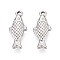 304 Stainless Steel Pendant Cabochon Settings, Fish, Stainless Steel Color, 20.5x9x3.5mm, Hole: 1.4mm