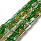 Handmade Gold Foil and Silver Foil Lampwork Beads, Square, Green, 10x10x5.5mm, Hole: 1.2mm
