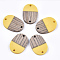 Resin & Wenge Wood Links connectors, Oval, Gold, 25x18x3~4mm, Hole: 2mm