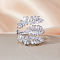 Brass Micro Pave Cubic Zirconia Open Cuff Rings for Women, Leaf, Platinum, Inner Diameter: 18mm