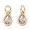 Brass Micro Pave Cubic Zirconia Charms, teardrop, Clear, Golden, 10x5.5x3mm, Hole: 3mm