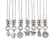 Non-Tarnish 304 Stainless Steel Pendant Necklaces, with Cable Chains and Round Beads, Mixed Shapes, Stainless Steel Color, 18.5 inch(47cm)