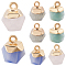 8Pcs 4 Styles Electroplate Natural Rose Quartz & Amazonite & White Jade & Labradorite Star Cut Round Charms, with Iron Findings, Faceted, Golden, 11~12x8x8mm, Hole: 1.5mm, 2pcs/style