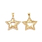 Brass Micro Pave Cubic Zirconia Pendants, Cadmium Free & Lead Free, Star Charms, Golden, 31x25x2.5mm, Hole: 5x3mm