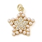 Brass Micro Pave Clear Cubic Zirconia Pendants, Cadmium Free & Lead Free, with ABS Imitation Pearl, Real 18K Gold Plated, Star, 16.5x15x2.5mm, Hole: 1.6mm