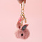 Wool Felt Keychain, with Iron Key Rings & Lobster Claw Clasps & Bell, Rabbit Pattern, 5x6cm