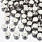 CCB Plastic Beads, Horizontal Hole, Flat Round with Letter, Platinum, 7x4mm, Hole: 1.8mm, about 3300pcs/500g