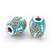Handmade Indonesia Beads, with Metal Findings, Seed Beads, Oval, Turquoise, 15~16.5x19.5~20mm, Hole: 4mm