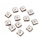 Brass Rhinestone Spacer Beads, Grade A, Square, Nickel Free, Silver, Smoked Topaz, 8x8x4mm, Hole: 1mm