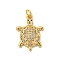 Brass Micro Pave Cubic Zirconia Pendants, Cadmium Free & Lead Free, with Jump Ring, Turtle Charms, Real 18K Gold Plated, 20.5x14.5x4mm, Hole: 3mm