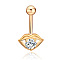 Clear Cubic Zirconia Belly Button Rings, Stainless Steel Piercing Navel Rings, Curved Barbell Body Jewelry for Women, Golden, Lip, 8~13mm, Bar: 10x1.5mm