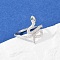 925 Sterling Silver Cuff Rings, with Micro Pave Cubic Zirconia, Snake, Platinum, US Size 8(18.1mm)