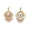 Rhombus Brass Micro Pave Clear Cubic Zirconia Pendants, Nickel Free, Real 18K Gold Plated, 15.5x11x4mm, Hole: 2x3mm