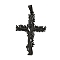 201 Stainless Steel Pendants, Cross with Tree, Electrophoresis Black, 47x31.5x2mm, Hole: 6.5x4mm
