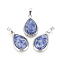 Natural Blue Spot Jasper Pendants, with Brass Findings, teardrop, Platinum, 26x16~17x8~10mm, Hole: 8x5mm
