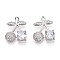 Brass Micro Pave Cubic Zirconia Pendants, Cadmium Free & Nickel Free & Lead Free, Cherry, Platinum, 16.5~17.1x13.7x4.2mm, Hole: 1.4mm