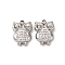 304 Stainless Steel Pendants, Owl Charms, with Rhinestones and Clay Pottery, Stainless Steel Color, 10.5x8x3mm, Hole: 1mm