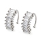 Brass Micro Pave Cubic Zirconia Cuff Earrings for Women, Platinum, 14.5x6mm